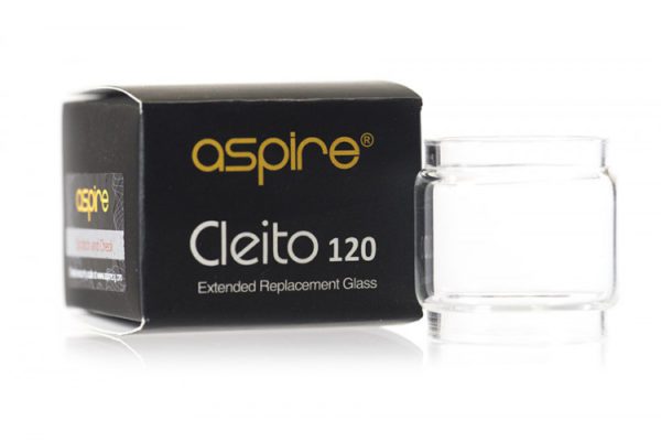 Aspire Cleito 120 5ml Replacement Glass next to packaging stocked at Smokey Joes