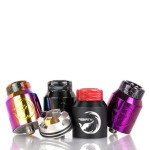 Rebirth RDA by Hellvape and Mike Vapes - a dripper with bottom airflow and squint pin which can be used in single or dual coil mode.