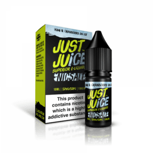Kiwi and Cranberry on ice Nic Salt e-liquid by Just Juice - UK brand available in 10ml tpd compliant bottles - 11mg and 20mg nicotine strengths.